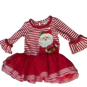 Rare Too Baby Girls Toddler 12M Santa Clause Holiday Christmas Shirt Dress
